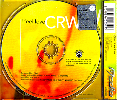 CRW's "I feel love", CD single on BXR / Media Records / Warner Bros