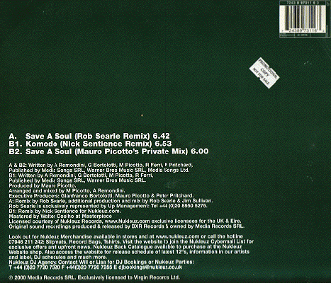 Komodo remixes on UK label Nukleuz, back cover